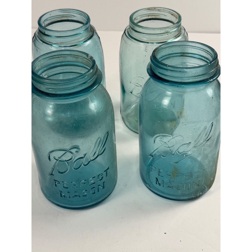 Perfect Mason Vintage-Style Blue Glass Jars - Set of 4
